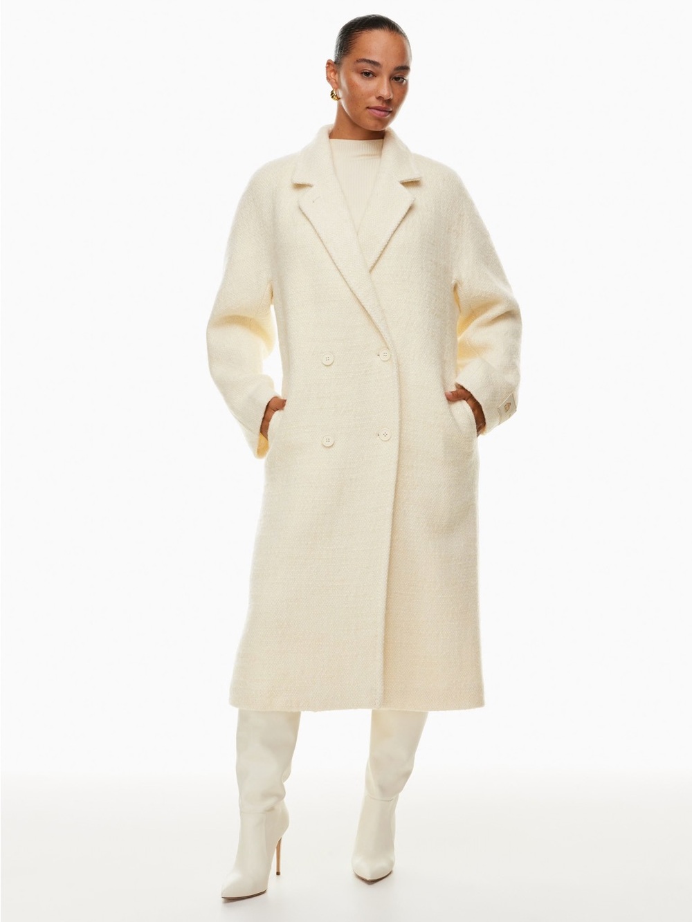 Aritzia Babaton The Slouch Coat Wool Cashmere Whisper White Size M NWT